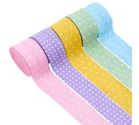 FINGERINSPIRE 12.5m Nastro Sbieco a Pois, Nastri da Cucito Largo 20mm 5 Colori con Design a Doppia Piega Nastri Sbieco in Cotone con Nastro a Pois Bianchi per Fai da Te (Set da 1, 5 pz/Set)