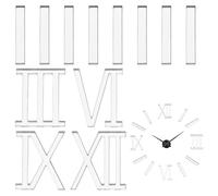 FINGERINSPIRE 12 Pz di Numeri Romani in Acrilico per Orologio da Parete Fai da Te, Numeri Romani Lunghi 30mm Cifre e Trattini in Argento Specchiato Parti di Orologi da Parete Artistici per Soggiorno