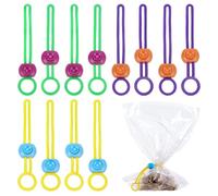 FINGERINSPIRE 12 Pz Fascetta per Sacchetti in Argilla, 14.5cm Viola/Verde/Giallo Fascette per Sacchetti Regolabili Colorate, Fascetta Elastica in Silicone Riutilizzabile per Bustine in Ceramica, Cavi
