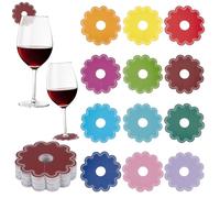 FINGERINSPIRE 120 Pz Ciondoli per Bicchieri da Vino in Carta a Forma di Fiore Diametro 67mm Segnabicchieri a Forma di Fiore 12 Colori Etichette con Nome per Bicchieri da Vino per Feste, Ricevimenti