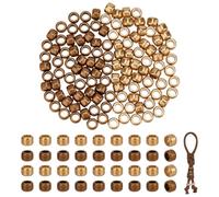 FINGERINSPIRE 120 Pz Confezione di Perline in Ottone Dorato con Barile di Paracord, 2 Colori Perline Distanziatrici in Ottone Rondelle Dorate, Diametro 7mm per Portachiavi, Creazione di Gioielli