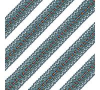 FINGERINSPIRE 12m 25mm Blu Tessuto Treccia Trim Fatto a Mano Poliestere Cucito Bianco Bordo Onda Treccia Trim Artigianato Decorazione Trim con Carta per Tenda Slipcover FAI DA TE Costume Accessori