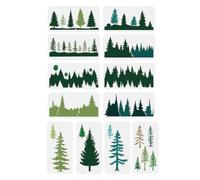 FINGERINSPIRE 12Pz Disegno Di Alberi Di Pino Stencil 30X15Cm Riutilizzabile Pino Alberi Foresta Rami Pittura Template Stencil Decorativo A Tema Natalizio Per Dipingere Su Legno Muro Tessuto Mobili