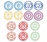 FINGERINSPIRE 14 pz Sette Chakra Adesivi Murali 17cm Diametro Cerchio Impermeabile Autoadesivo Yoga Meditazione Stickers Murali Fai da Te Salute Simbolo Art Mantra Adesivi Murali per Casa Yoga Studio