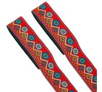FINGERINSPIRE 14m Nastro Jacquard Floreale Circolare Largo 50mm Rotondo con Motivo Floreale Rifinitura Jacquard, Nastro in Tessuto Ricamato Geometrico Rosso Arancione per Abbellimento di Accessori