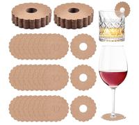 FINGERINSPIRE 150 Pz Segnabicchieri di Carta per Vino Diametro Interno 20mm Etichette per Bicchieri Vuote Colore Legno a Forma di Fiore per L'Identificazione di Bevande, per Ricevimenti di Nozze