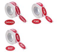 FINGERINSPIRE 1500 etichette alimentari 25 x 45 mm pollo maiale manzo adesivi ovali etichetta alimentare generi alimentari motivo parola etichette carne adesivi cucina 500 pezzi/rotolo