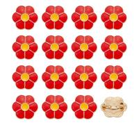 FINGERINSPIRE 16 Pz Spille a Forma di Fiore in Smalto Rosso 25x23mm con Base in Lega D'Oro Spilla Floreale a Sei Petali Spilla da Bavero in Smalto Rosso Oro Accessori per la Decorazione di Giacche