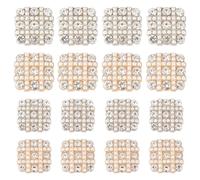 FINGERINSPIRE 16PCS Bottoni in Lega di Perle con Strass Stile 14.5mm e 17.5mm Quadrati da Cucire su Abbigliamento in Metallo con Perle Finte in Oro Argento