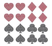 FINGERINSPIRE 16Pz Carte da Gioco Applique di Strass 4 Stili Cuore Rosso Nero Pesca Rosso Rombo Nero Prugna Toppe Autoadesive Strass da Cucire su Patch per Abbigliamento, Borse e Artigianato Fai da Te