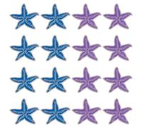 FINGERINSPIRE 16Pz Toppe Ricamate A Forma di Stella Marina, 73.5x77mm Pentagramma da Stirare su Stoffa Applique Prugna e Blu Acciaio Toppe da Cucire A Forma di Stella Marina Toppa Decorativa per Zaini