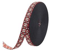 FINGERINSPIRE 18,3 m 11 mm rosso nero vintage jacquard nastro bianco floreale farfalla modello ricamato in tessuto etnico retrò jacquard Trim per cucito, abbellimento forniture artigianali