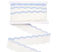 FINGERINSPIRE 18,3 m Nastro in pizzo cotone con occhiello floreale bianco con bordo blu semplice 50 mm largo nastro in pizzo per progetti di cucito fai da te nastro di cotone morbido per indumenti