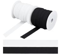 FINGERINSPIRE 18,3 M Piatto Nylon Elastici Raso Bande Spalla Nastri (20 Mm) 2 Rotolo Bianco E Nero Morbido Opaco Corde Elastiche Per Biancheria Intima Reggiseno Lingerie Cucito Abbigliamento DIY