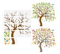FINGERINSPIRE 18 pz Albero Stencil per Pittura 30x30 cm Riutilizzabile Albero Genealogico Modello Disegno 150x120 cm/59x47 pollici Albero e Uccelli Stencil per Parete per Paing su Legno, Pavimento