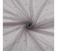 FINGERINSPIRE 2.74m Tessuto in Tulle di Perle con Decorazioni in Perline da 6mm Elegante Tessuto in Rete di Perle in Poliestere Grigio Largo 1.4m per Abiti da Sposa Forniture per Artigianato Fai da Te