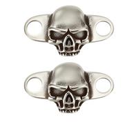 FINGERINSPIRE 2 ciondoli in pizzo scarpe a forma di testa di morte fibbia in argento antico staccabile moda scheletro in ottone decorazioni lacci charm per scarpe da ginnastica stivali, Ottone, Ottone