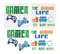 FINGERINSPIRE 2 pezzi Eat Sleep Gioco Colorare Stencil 30 x 30 cm Riutilizzabile Game Controller Modello Modello Disegno Camera dei Giochi Stencil per Dipingere Su Legno Parete Tessuto Carta Mobili