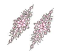 FINGERINSPIRE 2 pezzi Rombo Da Stirare con Strass Argento Rosa 9x23.7cm Toppa con Strass A Rombo Da Fissare A Caldo per Abiti Da Sposa Cintura di Cristallo