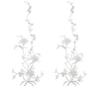 FINGERINSPIRE 2 pz Applique A Forma di Fiore di Prugna Argento 53x17cm Toppa Floreale Applique Ricamate per Indumenti Toppe Ricamate A Forma di Fiore di Prugna Toppe Ricamate Floreali