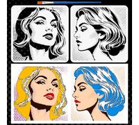 FINGERINSPIRE 2 Pz Stencil Donna con Pennello, 30x30cm Pop Art Stencil Donna Riutilizzabile Modelli Ritratto PET 2 Stili Stencils Viso Femminile per Arredamento Casa Mobili Legno Parete Fai da Te