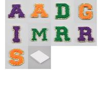 FINGERINSPIRE 2 set patch ciniglia martedì grasso 9 stili applicati lettere glitter autoadesivi poliestere 3 colori abbellimento Carnevale per il tempo libero creativo fai da te decorazione giacca