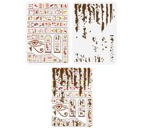FINGERINSPIRE 2 stencil per pittura geroglifici egiziani, 21 x 29,7 cm, riutilizzabile, motivo occhio di Horus, modello da disegno, struttura a inchiostro, stencil per dipingere su legno, tessuto per