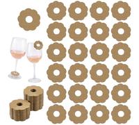 FINGERINSPIRE 200 pezzi Etichette per Nomi di Bevande In Carta per Bicchieri Da Vino Da 50mm A Forma di Fiore Colore Marrone Chiaro Marcatore per Bicchieri Da Vino Vuoto Ciondolo per Cocktail