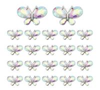 FINGERINSPIRE 22 Pz Abbellimenti a Forma di Farfalla con Strass Trasparenti AB 23x35x7.5mm in Lega a Farfalla con Retro Piatto Strass Scintillanti Gemme per Gioielli Fai da Te, Decorazioni per la Casa
