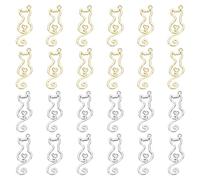FINGERINSPIRE 24 Pz Ciondolo a Forma di Gatto, Ciondolo a Forma di Gatto Cavo, 11.5x34mm in Lega per la Creazione di Gioielli in Platino e Oro Fai da Te per Collana Bracciale con Scato la Portaoggetti