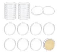 FINGERINSPIRE 24Pz Scato la per Monete in Acrilico Trasparente e Rotonda Piatta 4x3.5cm Portachiavi con Ciondolo e Medaglione per Monete Custodia per Espositore Adatto per Monete e Medaglioni da 30mm