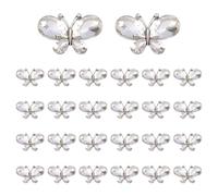 FINGERINSPIRE 26 Pz Abbellimenti a Forma di Farfalla con Strass Trasparenti, 23x35x7.5mm in Lega a Farfalla con Retro Piatto Strass Scintillanti Gemme per Gioielli Fai da Te, Decorazioni per la Casa