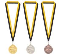 FINGERINSPIRE 3 medaglie di premio con fascia in lega di alta qualità, con motivo a strisce, placcato oro platino rosso rame piatto rotondo per competizioni di nuoto sport