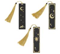 FINGERINSPIRE 3 Pezzi 3 stili Segnalibri Moo Stella Luna 25x3cm Tema Cielo Stellato Notturno Segnalibro Segnalibri In Metallo con Nappa Segnalibri con Ciondolo In Metallo Vintage Segnalibri