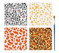 FINGERINSPIRE 3 pezzi Stencil Mimetico con Stampa Leopardata A Strati con Pennello Da 30x30cm Moo per Pittura con Macchie di Leopardo Motivo con Segni di Artigli per Pittura su Legno