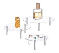 FINGERINSPIRE 3 Pz Espositore Rotondo in Acrilico Trasparente 3 Misure Espositore Rotondo in Acrilico 12.8/15/20cm Piedistallo Trasparente per Torte, Piante, Oggetti da Collezione, Feste di Matrimonio