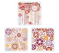 FINGERINSPIRE 3 stencil retrò per pittura a ingranaggi 30 x 30 cm, riutilizzabili, steampunk, catena steampunk, modello a chiave, modello per disegno, ingranaggi, orologi, stencil per dipingere su