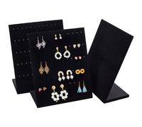 FINGERINSPIRE 3 x espositore per orecchini in velluto nero, 23 cm, a forma di L, supporto per orecchini, cornice rettangolare, supporto per orecchini, vassoio presentazione gioielli vetrina