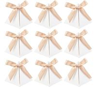 FINGERINSPIRE 30 scatole di Carta triangolari con Nastro in Poliestere (Bianco, 7,2 x 7,2 x 8 cm) scatole Regalo di Carta per Caramelle al Cioccolato, scatole Regalo di Carta, per Addio al Nubilato