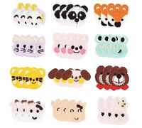 FINGERINSPIRE 36 Toppe a Forma di Testa di Animale all'Uncinetto per Topo/Mucca/Coniglio/Rana/Unicorno/Volpe/Panda/Orso/Mucca/Cane da Cucire su Appliques Cartone Animato Animale Distintivo Segno