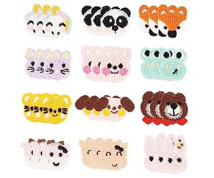 FINGERINSPIRE 36 Toppe a Forma di Testa di Animale all'Uncinetto per Topo/Mucca/Coniglio/Rana/Unicorno/Volpe/Panda/Orso/Mucca/Cane da Cucire su Appliques Cartone Animato Animale Distintivo Segno