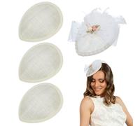 FINGERINSPIRE 4 Pezzi Base per pello Sinamay Fascinator 130x104.5mm Base per pello in Lino Fascinator per Modisteria Floreale Bianco A Goccia Base per pello Sinamay Base per Pelli da Cocktail Base