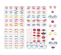 FINGERINSPIRE 4 pezzi Combinazione stencil per caratteristiche del viso 30x30 cm occhi naso sopracciglia labbra baffi modelli da disegno stencil per occhiali per dipingere su mobili da parete in legno