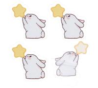 FINGERINSPIRE 4 pezzi Toppe Adesive In Stoffa A Forma di Coniglietto Pasquale Toppe Adesive In Stoffa A Forma di Coniglio Toppe Adesive In Stoffa A Forma di Stella con Coniglio Toppe Adesive