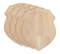 FINGERINSPIRE 4 Pz Placca di Legno non Finitata a Forma di Scudo Placca di Legno Naturale 25x20x1.7cm Colore Burlywood Supporto per Esposizione di gioielli, Cartelli Vuoti per Decorazione Domestica