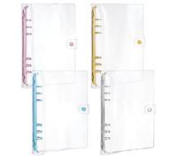 FINGERINSPIRE 4 Pz Raccoglitore Ad Anelli A5 in PVC Morbido Trasparente a 6 Anelli 4 Colori per Quaderni Copertine in PVC Raccoglitori Ad Anelli Ricaricabili Cartelle per la Protezione Della Copertina