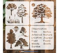 FINGERINSPIRE 4 Pz Stencil con Parole su Alberi e Natura per Dipingere con Pennello Stencil di Sole sul Lago Stencils di Parole con Foglie di Fiori Stencils A Tema Vegetale per Decorazione Murale
