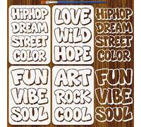FINGERINSPIRE 4 Pz Stencil per Lettere con Pennello, 21x29.7cm Stencil per Parole Riutilizzabili in PET Stencils in 4 Stili Stencils per Graffiti per Opere D'Arte con Parole Pareti in Legno Fai da Te