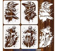 FINGERINSPIRE 4 Pz Stencil per Motociclista con Pennello, A4 29.7x21 Stencil Riutilizzabile per Motocross Formato Modello per Disegno Graffiti Stencils Fai da Te per Pittura Poster di Motocross