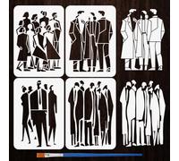 FINGERINSPIRE 4 Pz Stencil per Pittura a Forma di Onda Umana con Pennello, 21x29.7cm Stencil per Persone Moderne Modelli per Disegno di Figure Maschili e Femminili per Progetti di Design di Moda, Arte